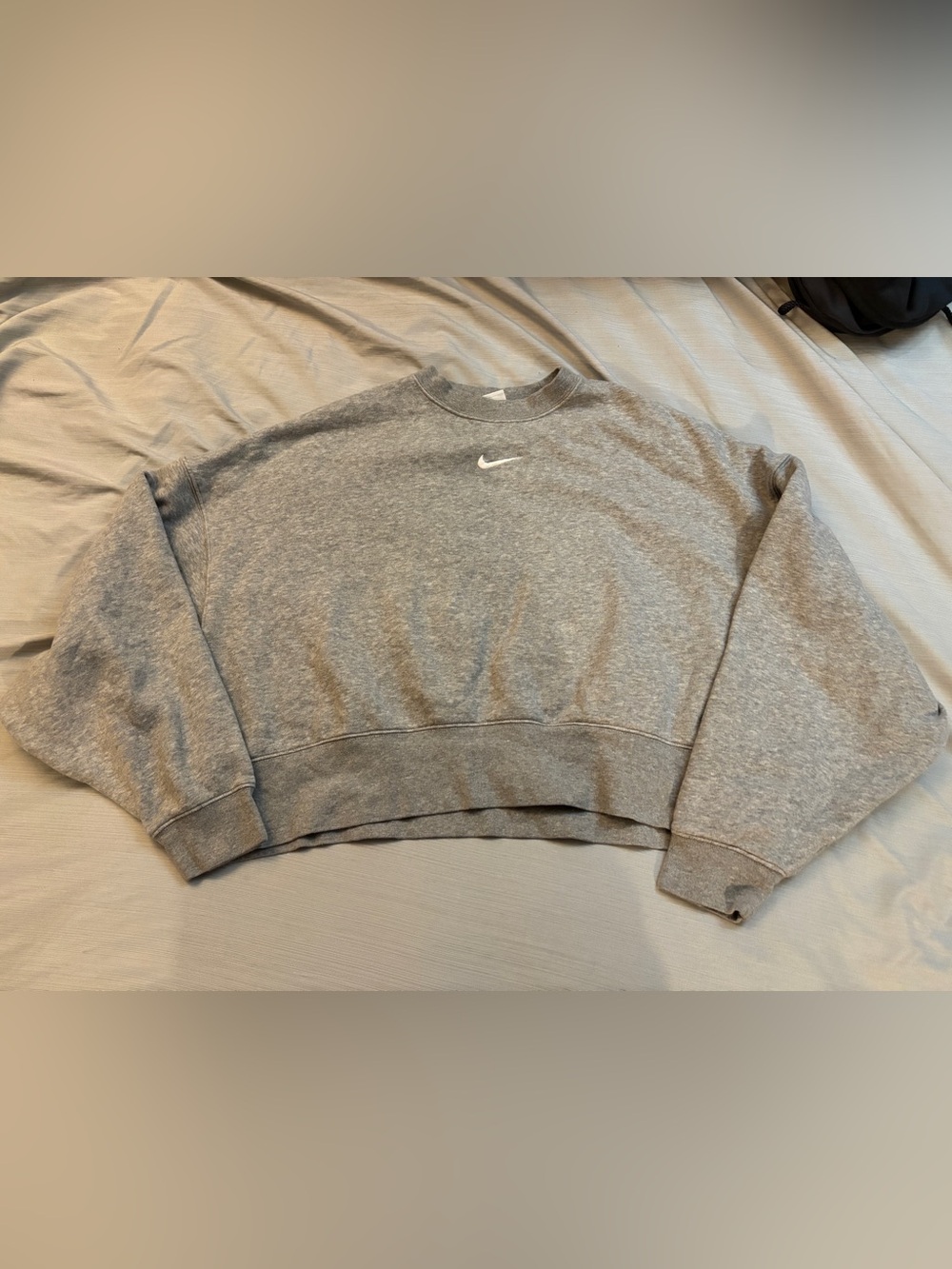 Nike Gray Cropped Crewneck Sweatshirt with White Swoosh